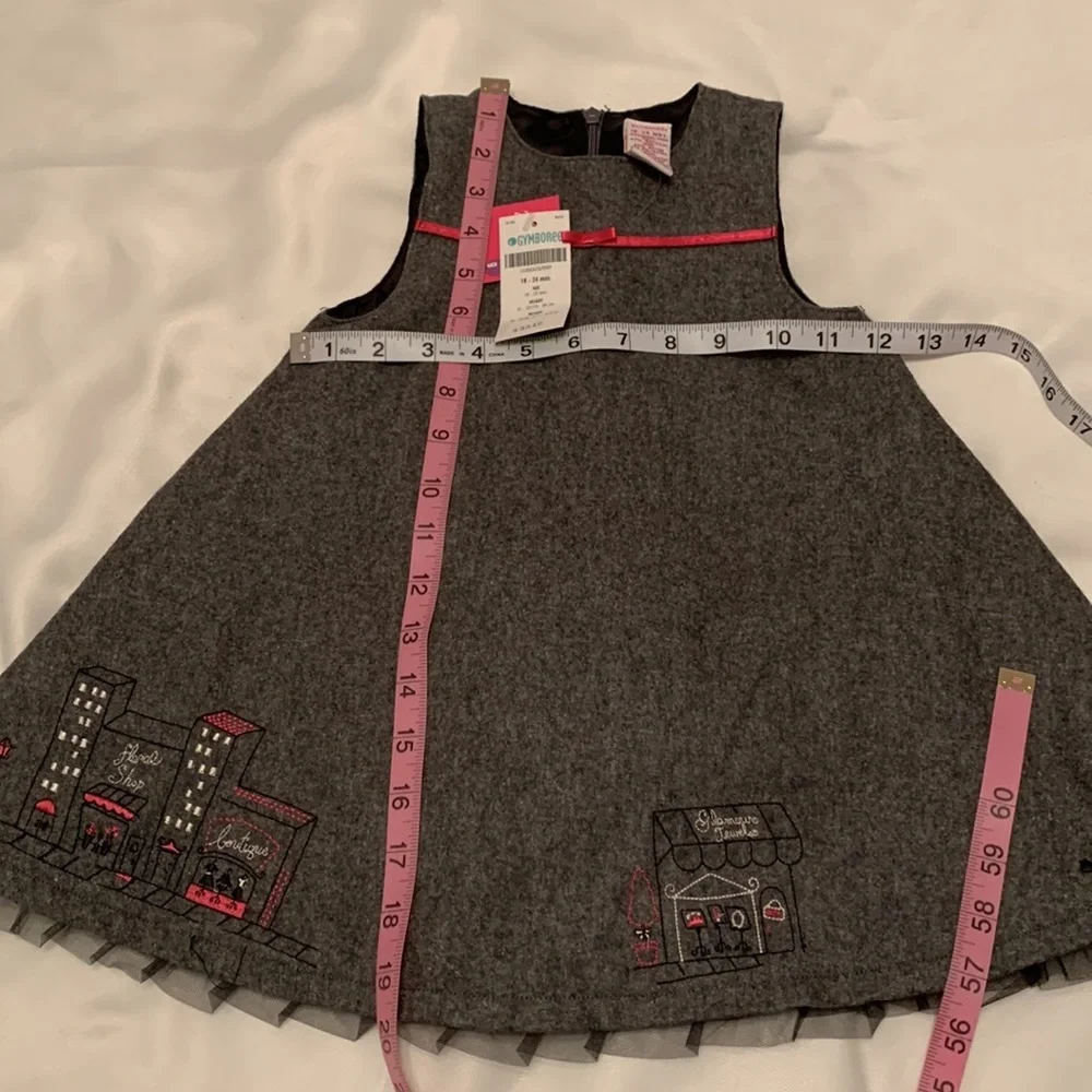 GYMBOREE 2 piece Outfit, size 18-24 Month, gray and pink with black lini…